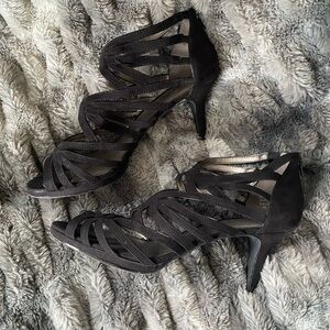Kelly & Katie Elegant Black Strappy Heels, size 9.5